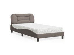 Vidaxl Cama Com Colchão Hvar 100x200 Cm Tecido Cinzento-acastanhado