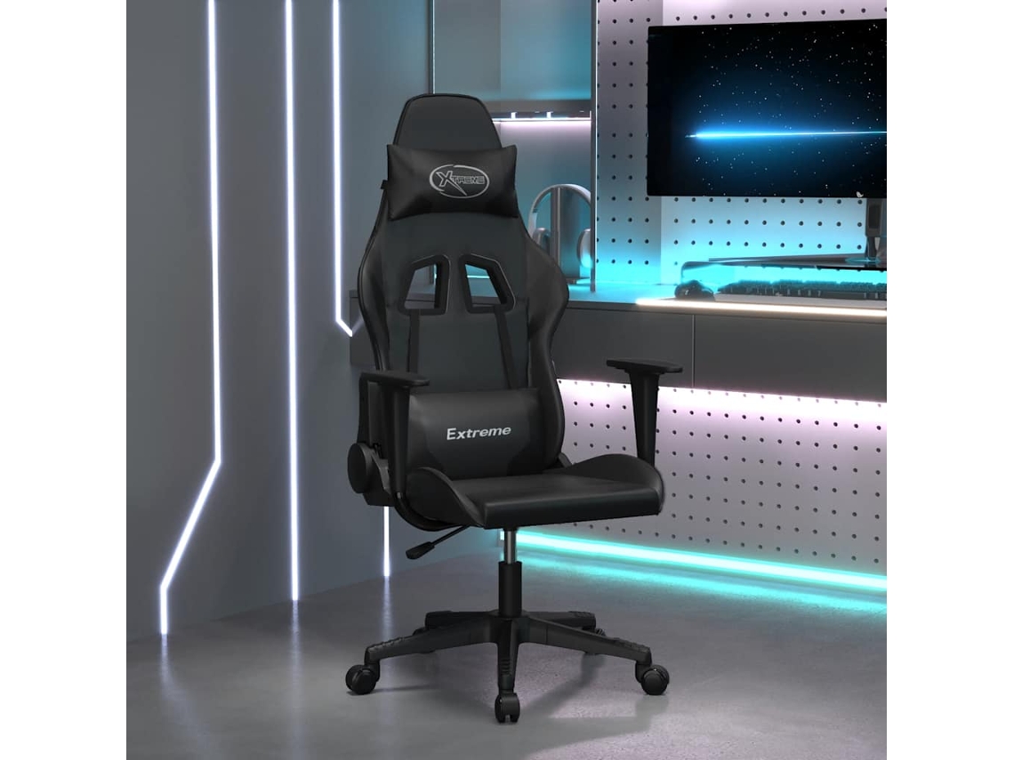 Vidaxl Cadeira De Gaming Couro Artificial Preto