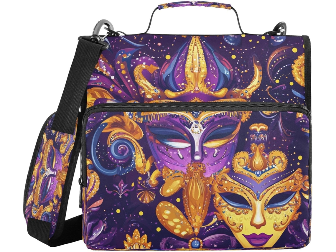 Bolsa para dinheiro de carnaval de 1,5 polegadas com zíper e alça de ombro, para macarrão com vários bolsos com zíper para escola.