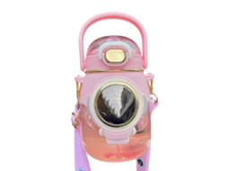 Garrafa de Água Infantil Rosa com Canudo para Escola
