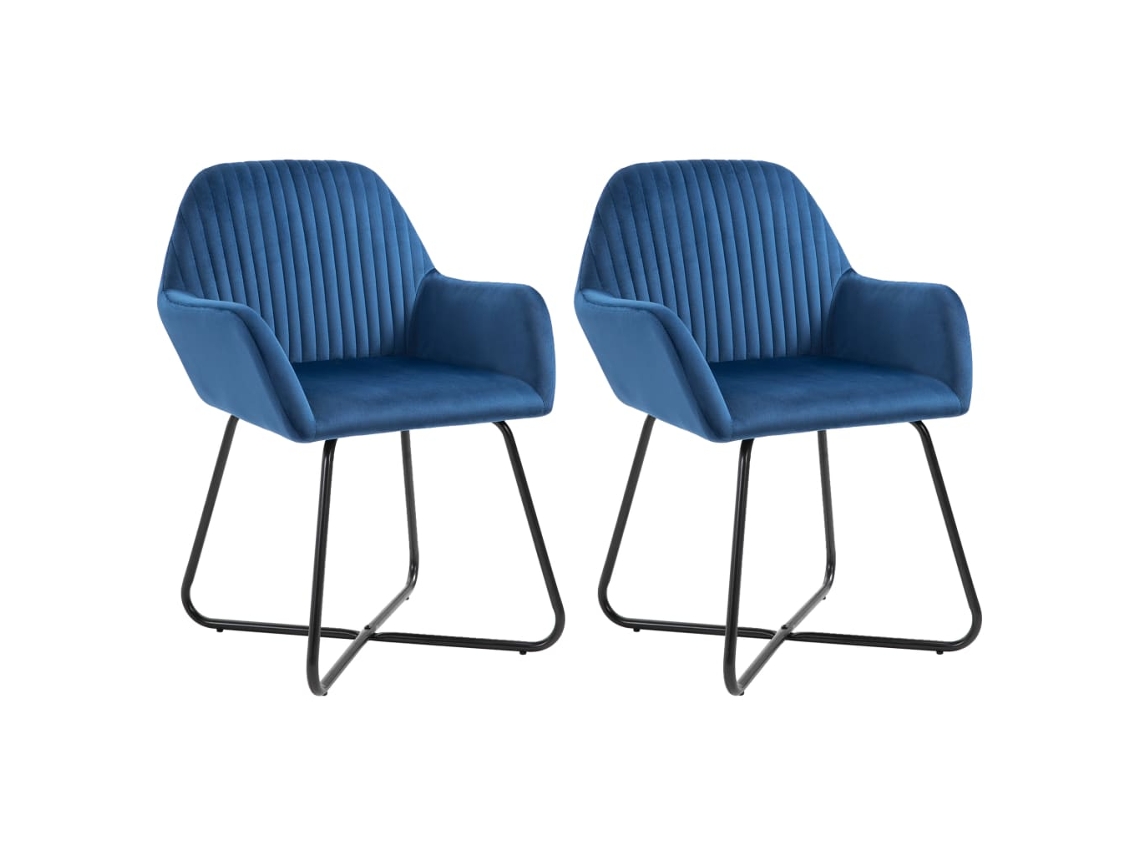 Vidaxl Cadeiras De Jantar 2 Pcs Veludo Azul
