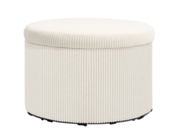 Banquinho com 97 L de Espaço para Armazenamento, Veludo Cotelê, Espuma, Puff, Bege