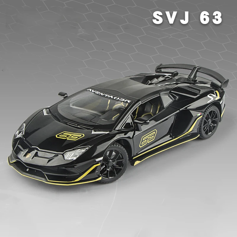(preto) Miniatura De Carro Em Metal Fundido Na Escala 1:24 Com Efeitos De Som E Luz.