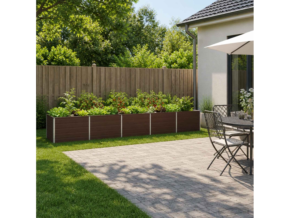 Vidaxl Cama De Jardim Elevada Castanho 400 X 80 X 55 Cm