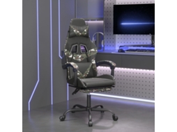 Vidaxl Cadeira Gaming Giratória + Apoio Pés Couro Art. Preto/camuflado