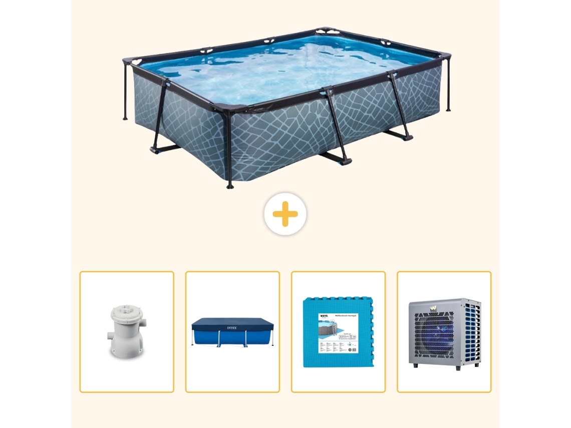 Exit-toys Piscina Exit Retangular - Efeito Pedra - 300x200x65 Cm - 5-peças S290