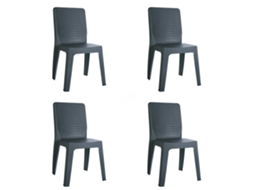 Set 4 Cadeiras Interior, Exterior Cinza Escuro Iris Garbar