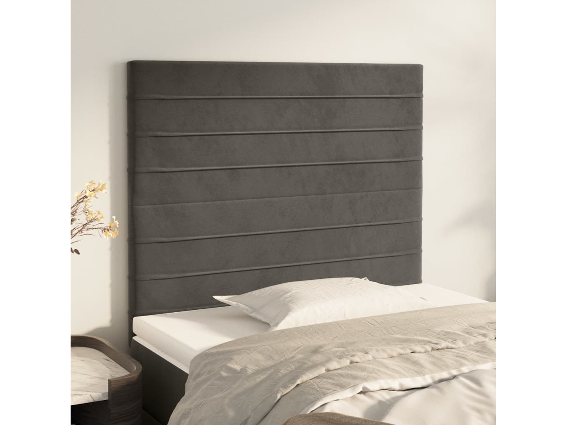 Vidaxl Cabeceira Cinza Escuro 80x5x118/128 Cm Veludo
