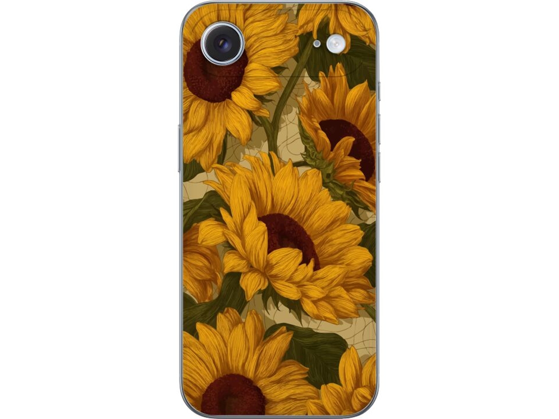 Capa Para Celular Compatível Com Apple Iphone Air. Estampa Detalhada De Girassóis Em Tons De Amarelo Quente Com Folhas, Um Motivo Decorativo Inspirado