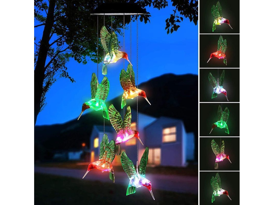 Cascabel De Colibrí Solar Com Led De Mudança De Cor, Decoração Exterior E Interior Para Casa E Jardim