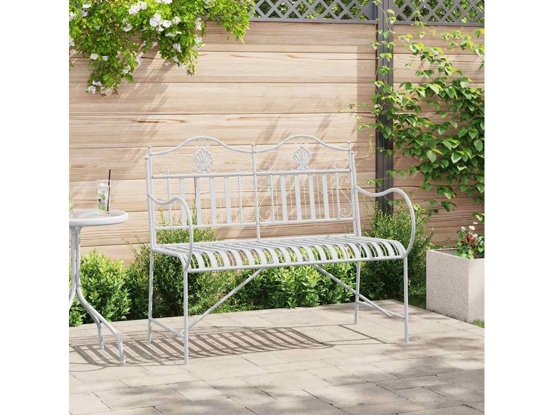 Vidaxl Banco De Jardim 2 -seater 103,5 X 59 X 89 Cm Aço Branco Antigo