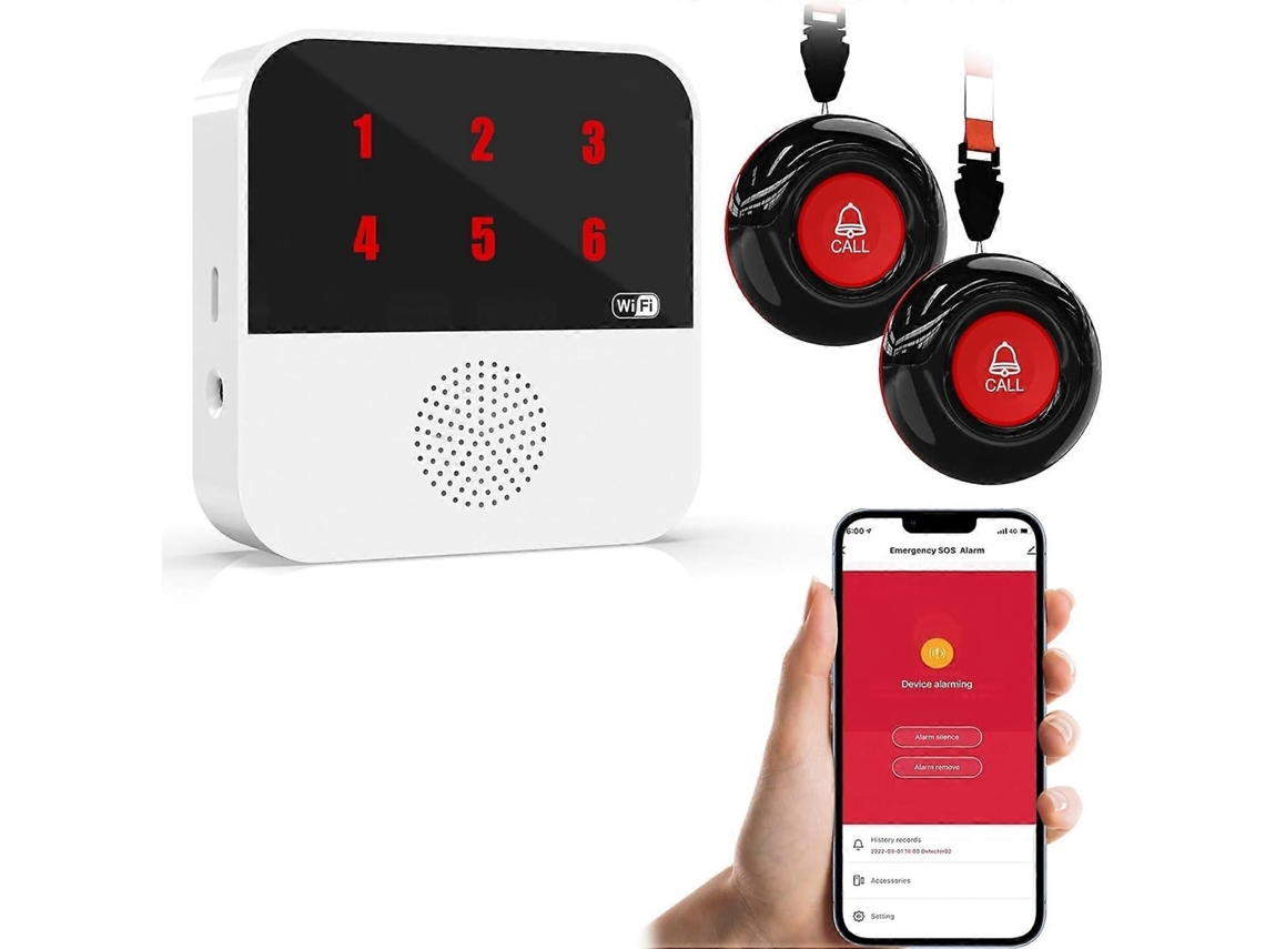 Pager Inteligente Sem Fio Wifi Para Cuidadores De Idosos Com Botão De Alerta Que Liga Para O Celular, Sistema De Alerta Para Cuidadores Com Visor