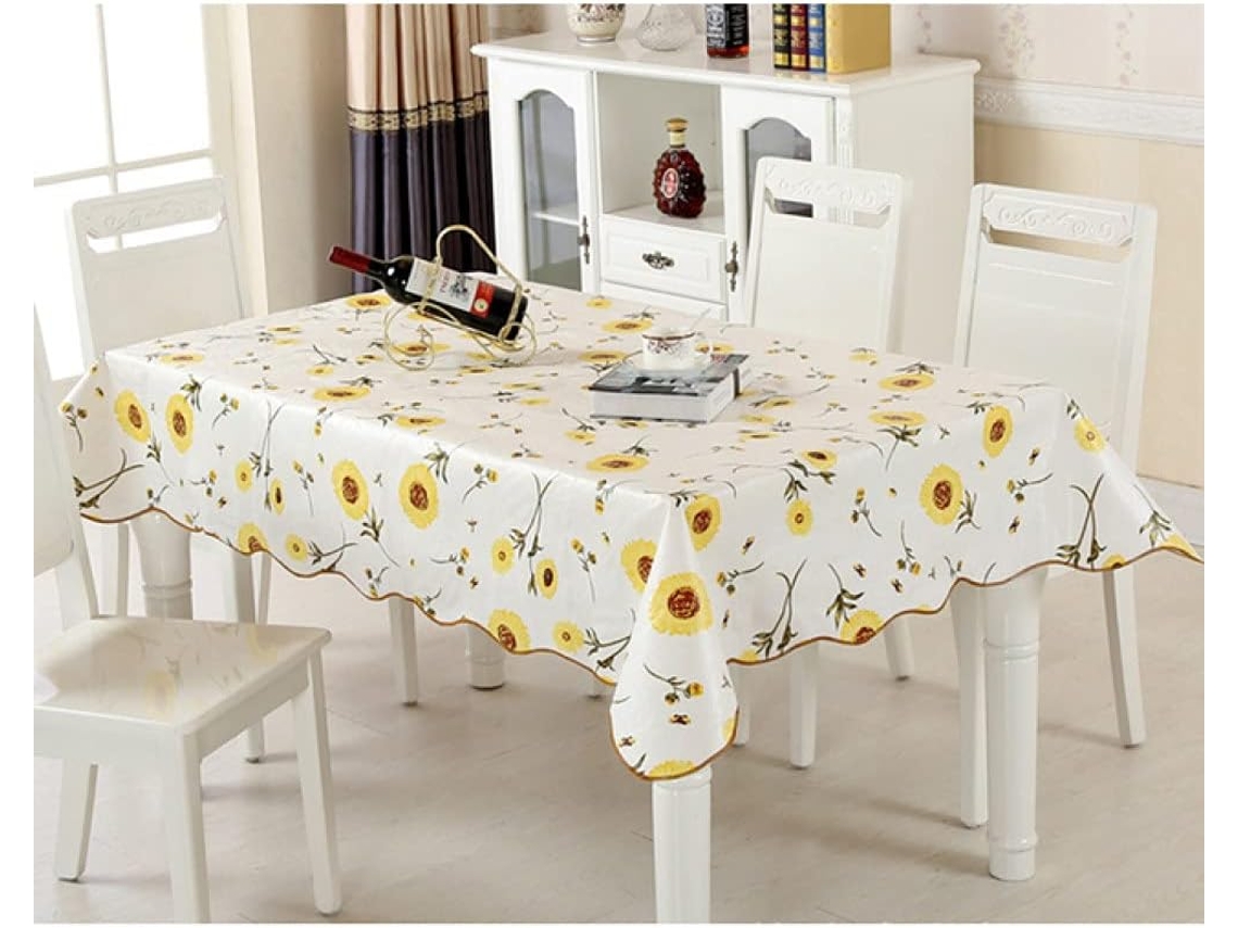 Toalha De Mesa Retangular De Tecido Encerado Dourado.