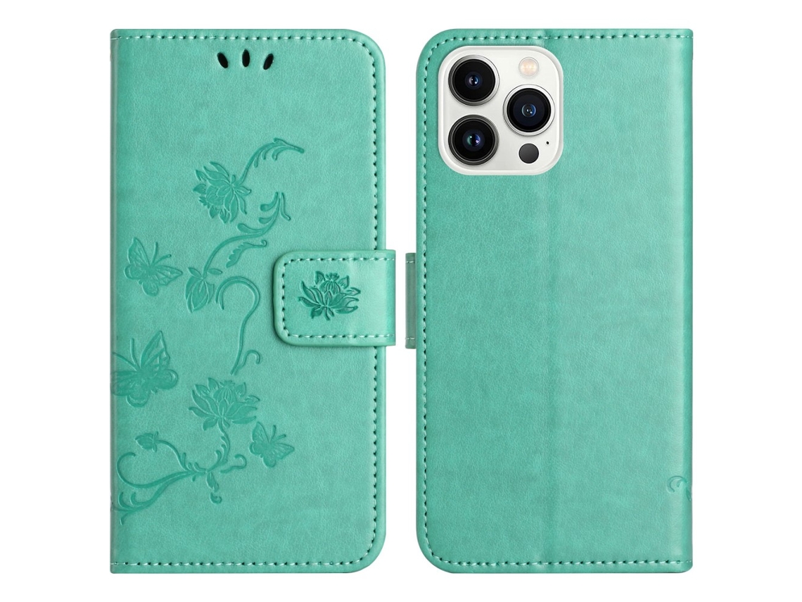 Capa Em Couro Pu Com Suporte Para Apple Iphone 16 Pro Max - Ciano