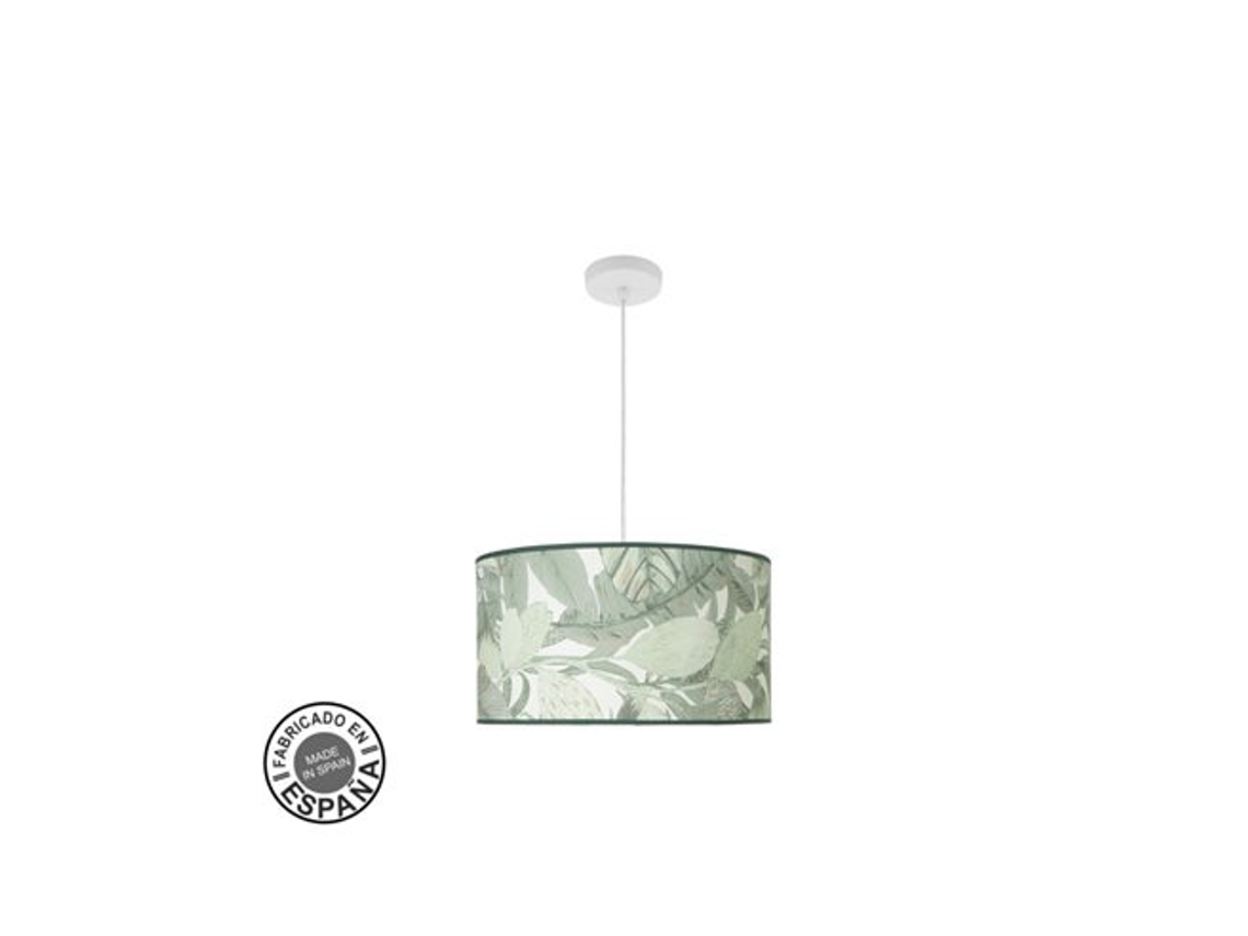Pingente Moda 2xe27 Folha Branca/verde Regx40x40cm C/difusor Fabrilamp