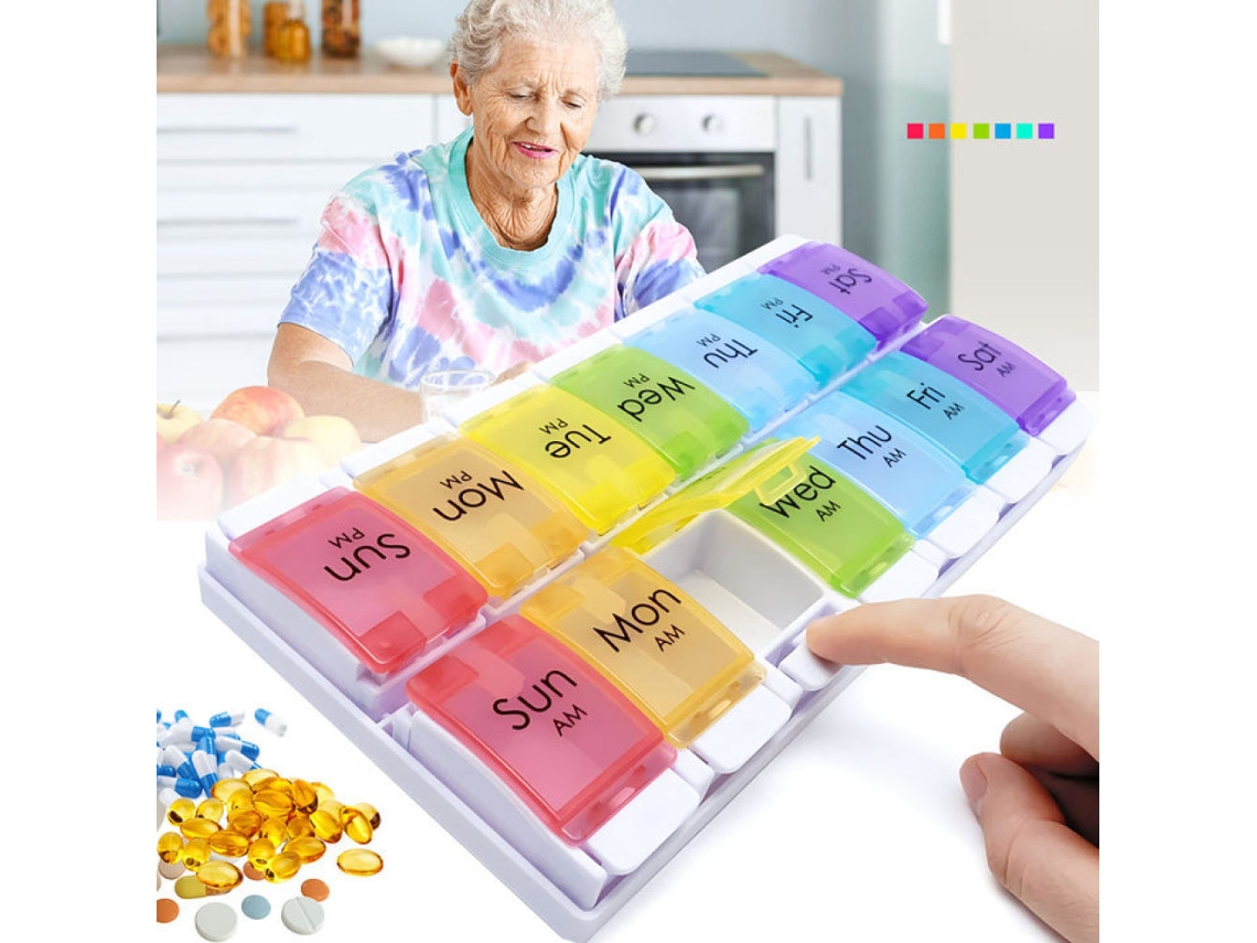 Estojo Para Comprimidos Semanal Fácil De Usar Para Planejador De Medicamentos, À Prova De Umidade E Design De Alta Qualidade Com Tampas Coloridas De A