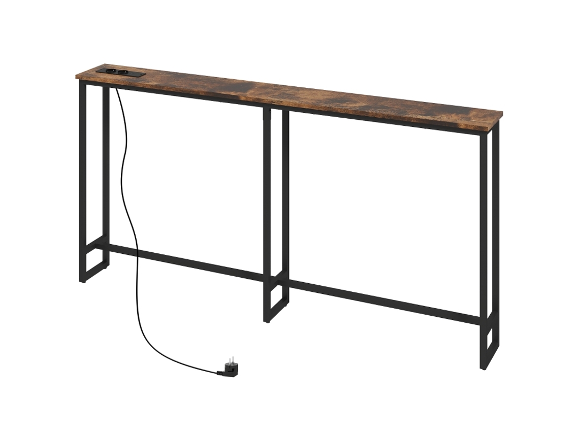 Mesa Console Marrom 160x20x80cm, Estação Carregamento, Aço, Industrial.-hw