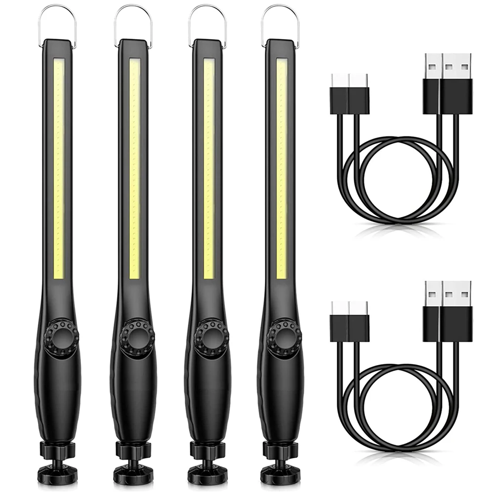 (4 Unidades) Lanterna De Trabalho Led Cob Magnética Recarregável Via Usb, Lanterna Portátil