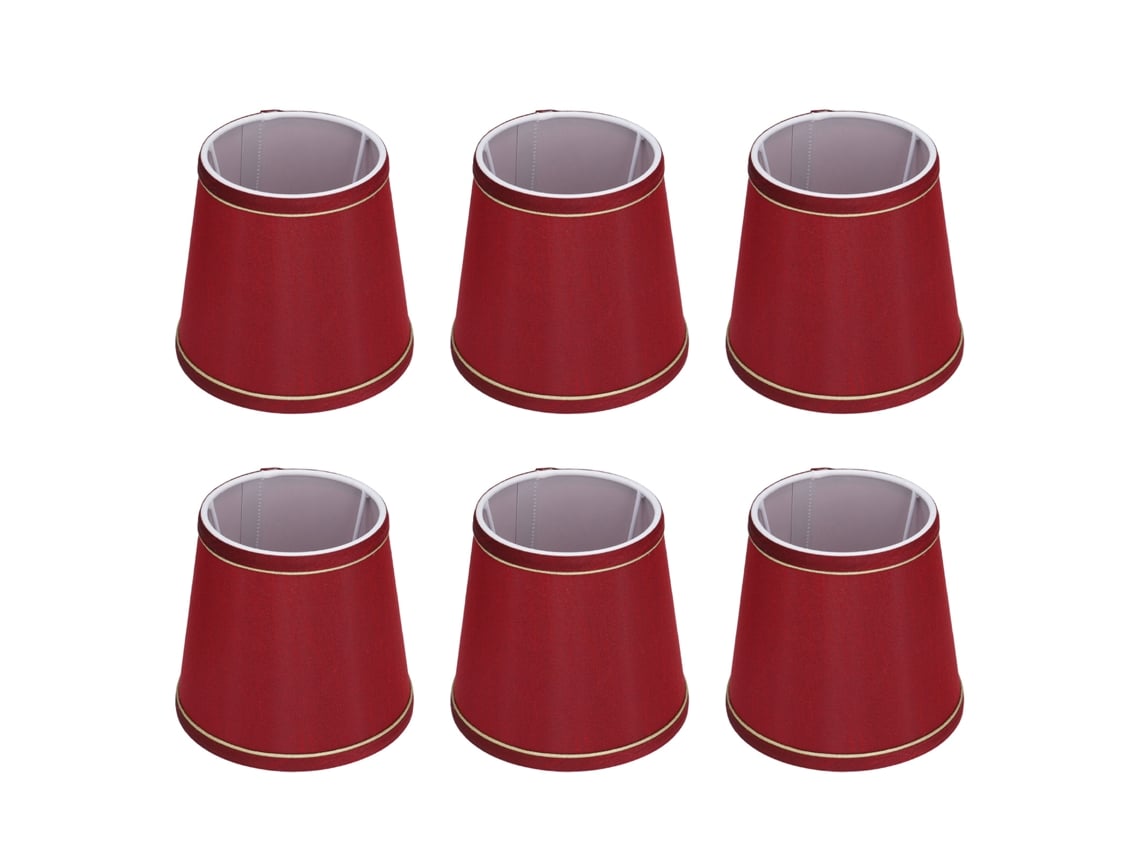 2026 6pcs Pantalla de Lámpara de Tela Moderna Simple com Artesanato de Borda Dourada para Lâmpada E14 Cor Vinho Tinto (px43)