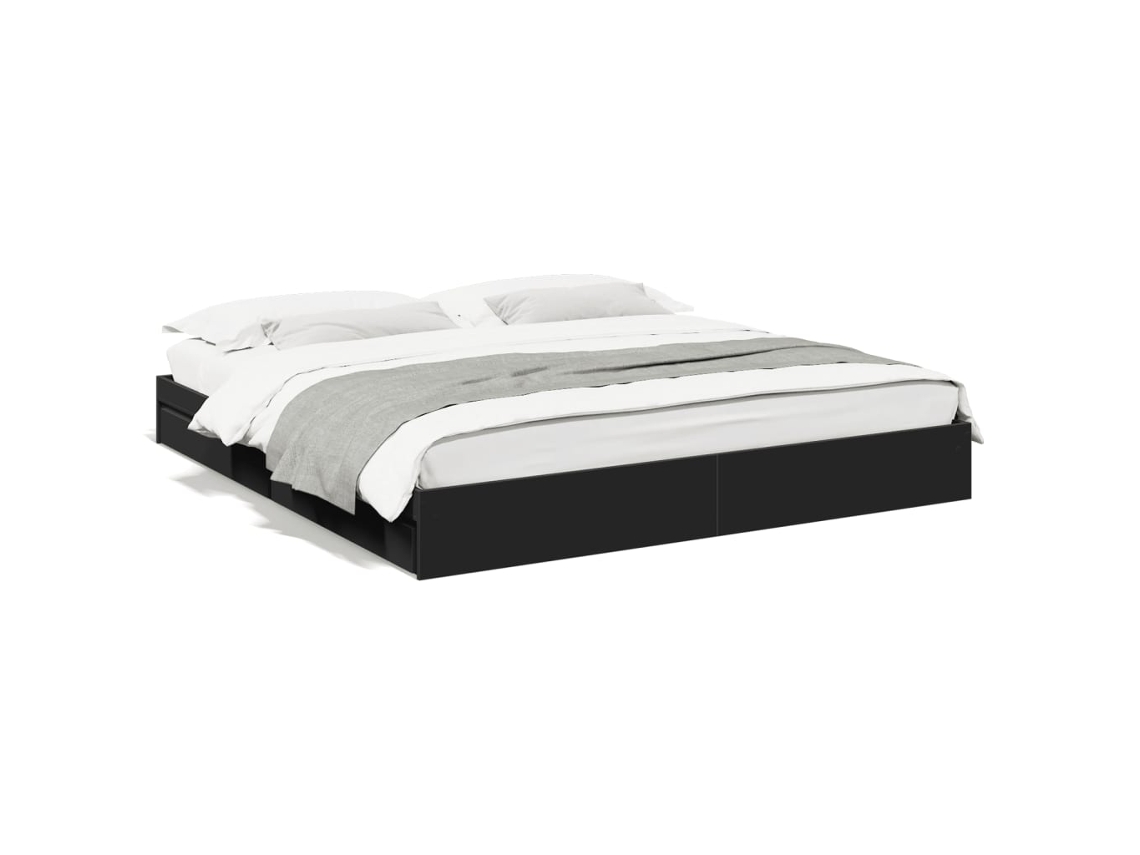 Bed Frame, Bed Frames Vidaxl Preto Madeira Processada (200 X 200 Cm)