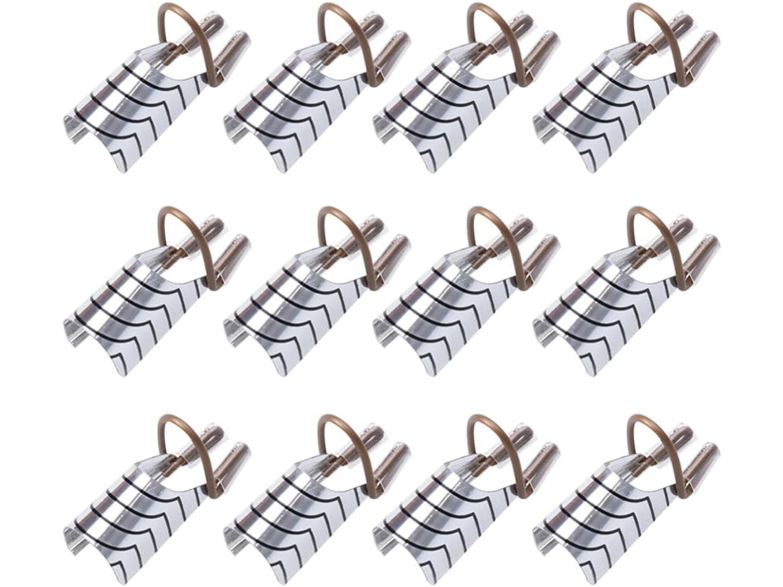 Conjunto De 15 Suportes Reutilizáveis Para Extensões De Unhas Em Alumínio Prateado