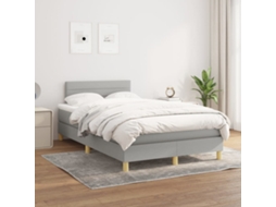 Vidaxl Cama Com Molas/colchão 120x200 Cm Tecido Cinza-claro