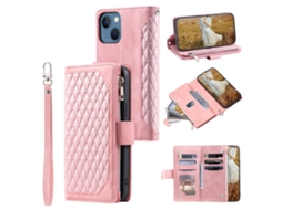 Capa Pega Para Iphone 15 Pele Sintética Rosa
