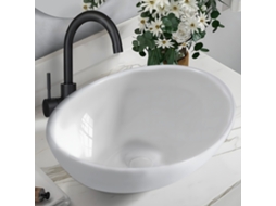 Nettlife Lavatório De Bancada Para Banheiro Oval Com Efeito Lótus Branco