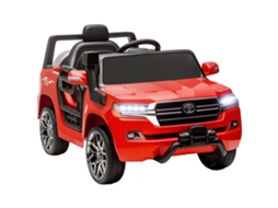 Toyota Land Cruiser Carrinho Elétrico Infantil para Crianças a Partir de 3 Anos com Bateria de 12v, Controle Remoto e Música Mp3, Vermelho