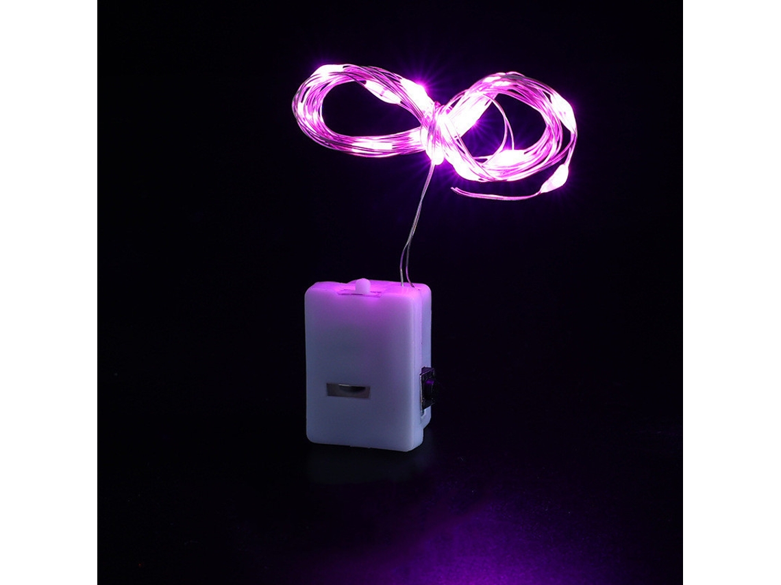 (2m20 Leds Rosa) Cordão De Luzes Led. Alimentado Por Bateria, 3 Modos De Piscar. Bateria Incluída.