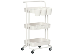 Carrinho Auxiliar com Rodas, multifuncional com Ganchos e Caixas Suspensas 42x38x86.5cm BTFORUS