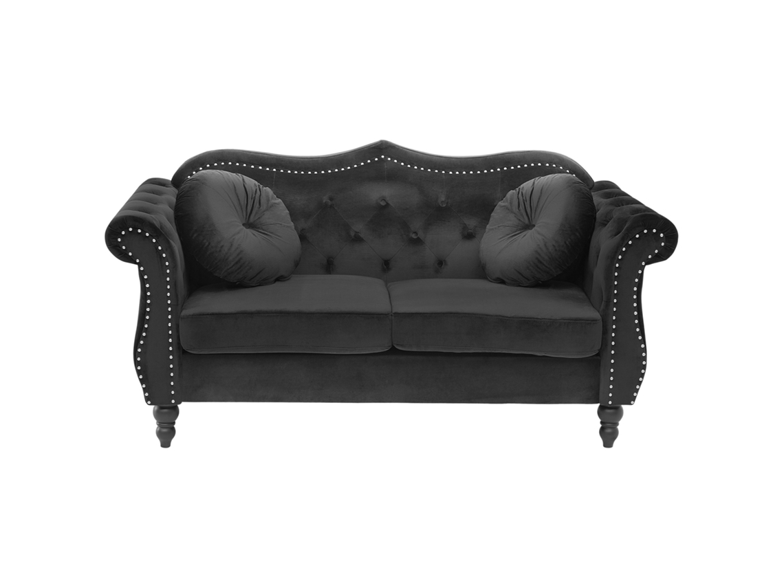 Sofá de 2 lugares BELIANI Skien de Veludo Preto 165x83x91