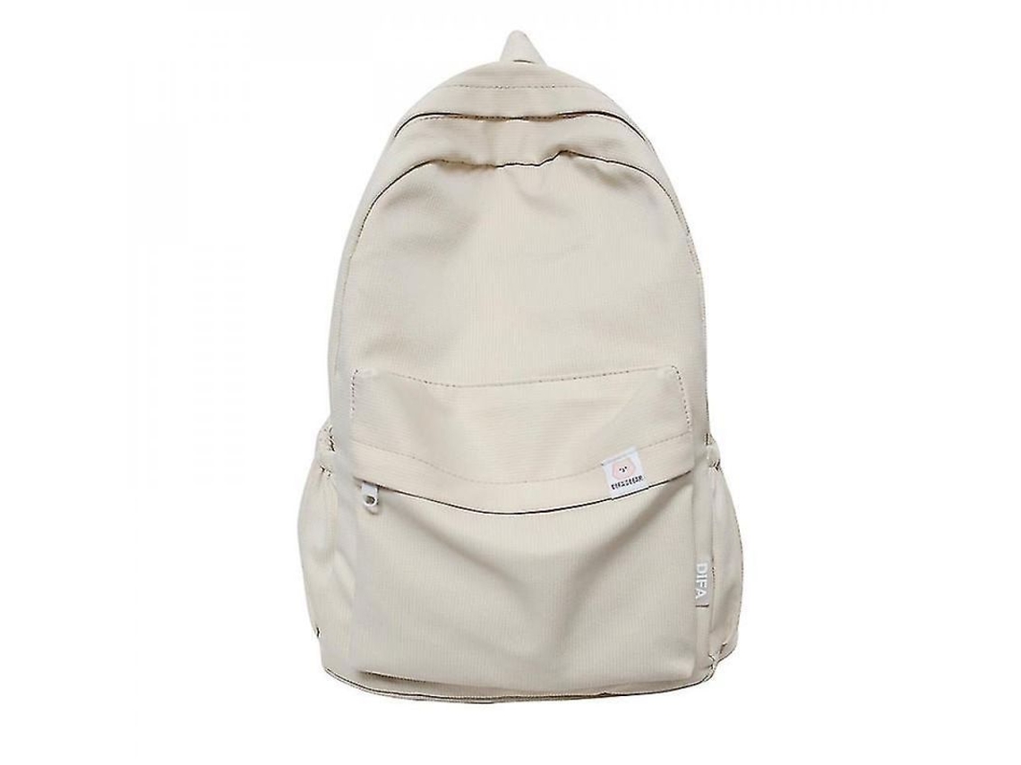 Mochila Feminina Impermeável De Nylon Para Viagem E Escola Adolescentes Cor Solida 20-35l Bege Branco