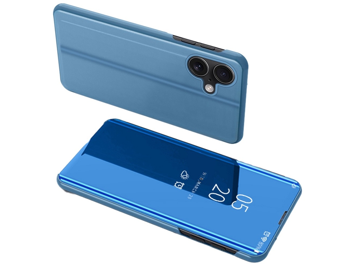 Capa Em Couro Pu Com Suporte, Para Apple Iphone 16 Plus Cor Azul