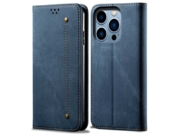 Capa Para Iphone 14 Pro Pele Sintética Anti-riscos Azul