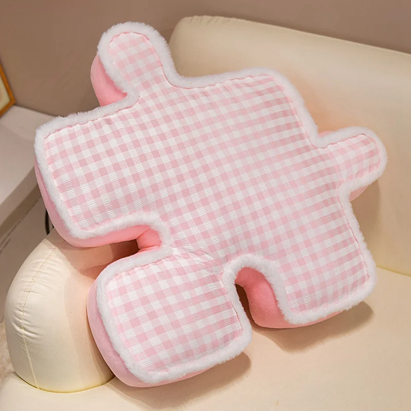 Almofada Decorativa Criativa para Adultos com Padrão de Quebra cabeça . MDUG (rosa, 54 Cm)