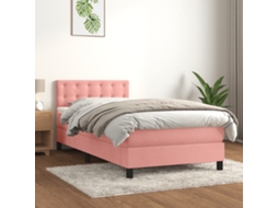 Vidaxl Cama Com Molas/colchão 90x200 Cm Veludo Rosa