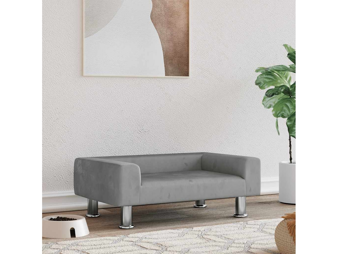 Vidaxl Cama 70x45x26,5 Cm Veludo Cinzento-claro