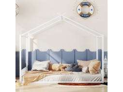 Cama Estofada LYYTUNG com Grades de Proteção em Branco 140x200 cm