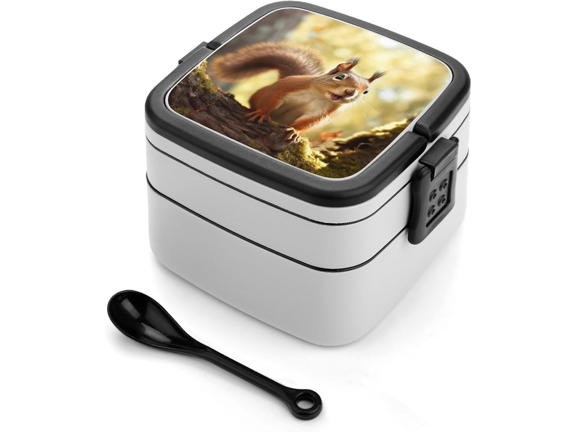 Marmita Bento Lancheira De Camada Dupla Com Colher E Alça, À Prova De Vazamentos, Tudo Em Um, Ideal Para Adultos