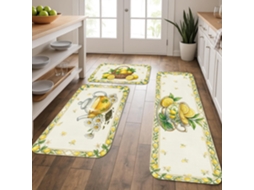 Tapetes de cozinha com estampa floral Limão, tapetes lisos com design botânico clássico, acolchoados com molas.