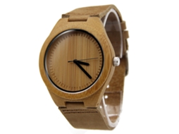 Relógio de Pulso Masculino Casual com Caixa de Bambu e Pulseira Pu 4