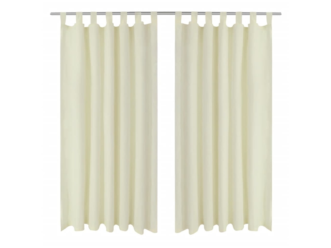 Cortinas De Cetim Com Presilhas, 2 Pcs, 140 X 245 Cm, Creme