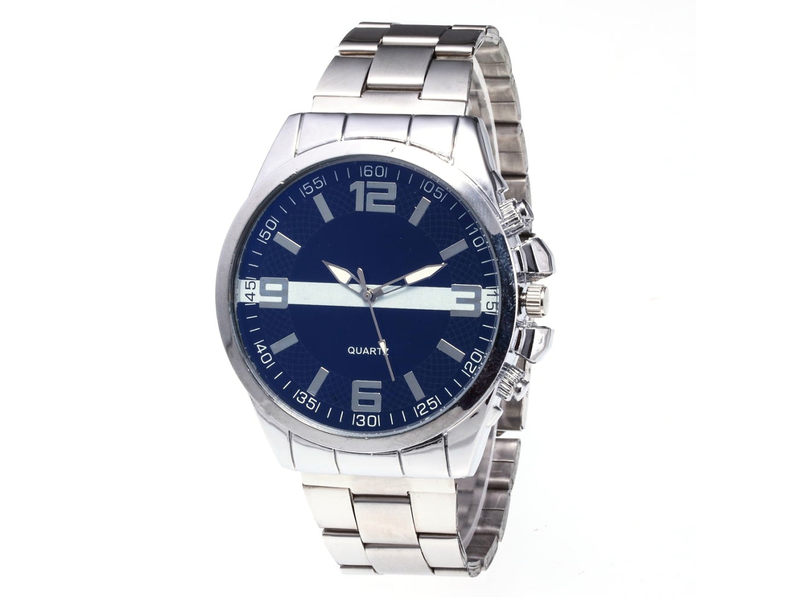 Reloj De Pulsera Analógico De Acero Con Movimiento De Cuarzo Empresarial Plata Y Azul Zhoulianfa