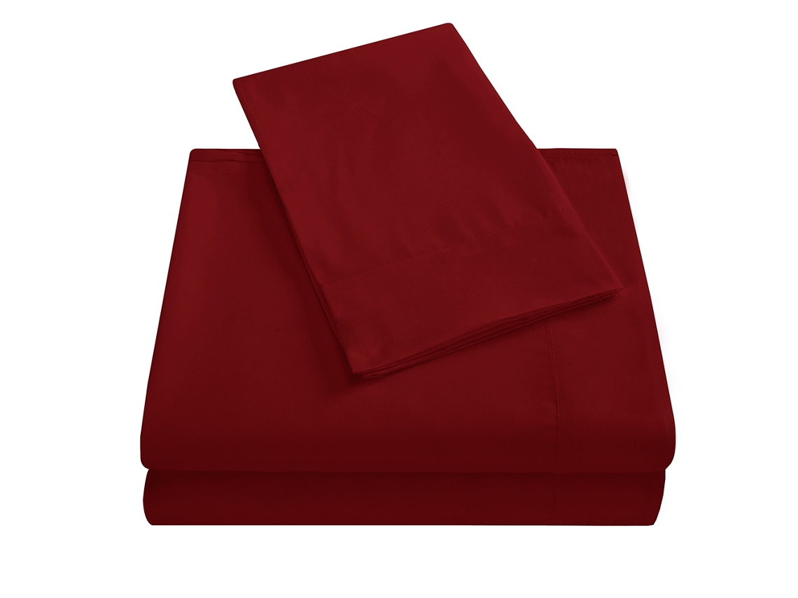 Conjunto de lençóis de cama com bolsa profunda de alta qualidade vermelha 4 peças full S/MARCA