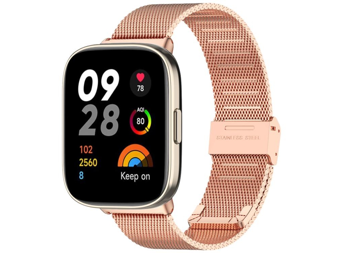 Bracelete para Redmi Watch 3 Malha de Aço Fivela Ouro Rosa XIAOMOYU