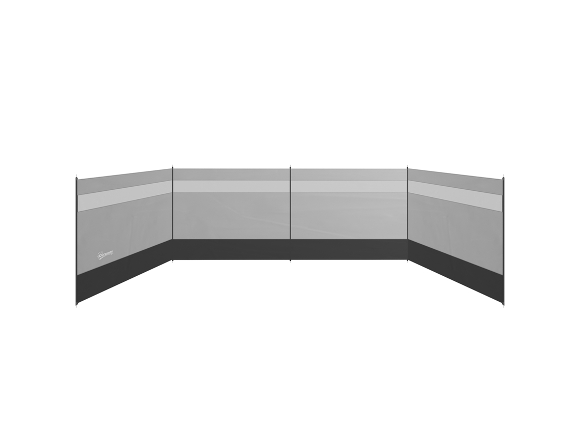 Quebra-vento Portátil Dobrável Para Camping Com Bolsa De Transporte E Hastes De Aço, Dimensões 725 Cm X 140 Cm, Cinza Claro.