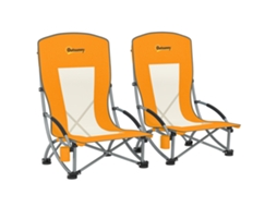 Lot De 2 Chaises De Plage Pliable Chaises Camping Pliante Légère Sac De Transport Porte-gobelet 70 X 58 X 79 Cm Orange, Con Finitura Di Alta Qualità