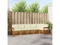 Vidaxl Conjunto De Sofás Para Exterior 6 Unid. Natural E Creme