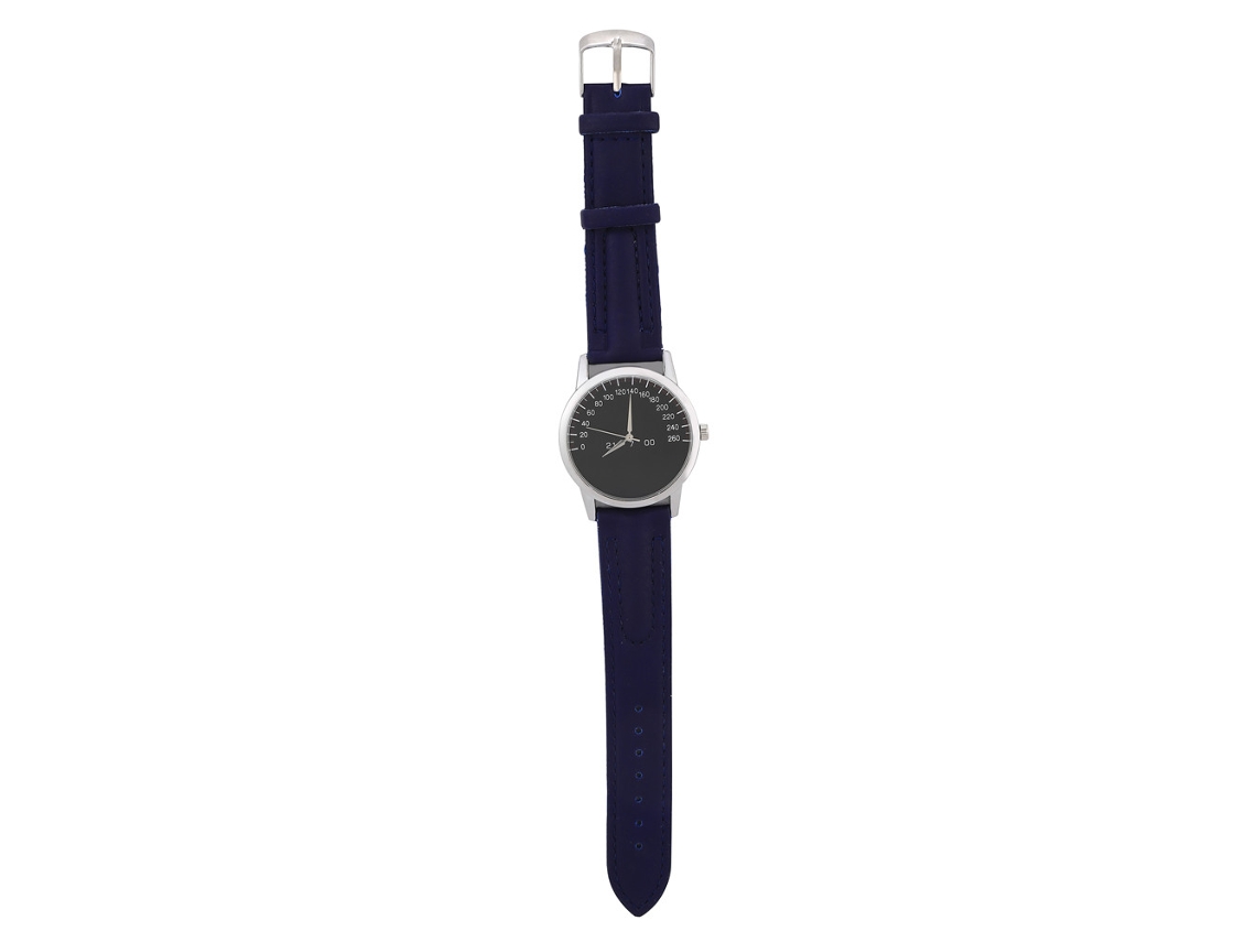 Relógio de Pulso Analógico Quartzo com Cinta Pu Azul e Dial Simulado de Corrida